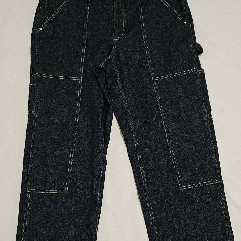 Free Assembly Dark Indigo Utility Straight Leg Jeans Size L, NWT - Picture 2 of 14